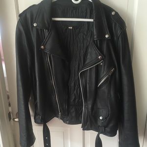 Vintage leather bikers jacket for man or woman.